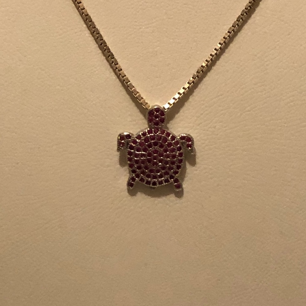 Pave RUBY Turtle necklace